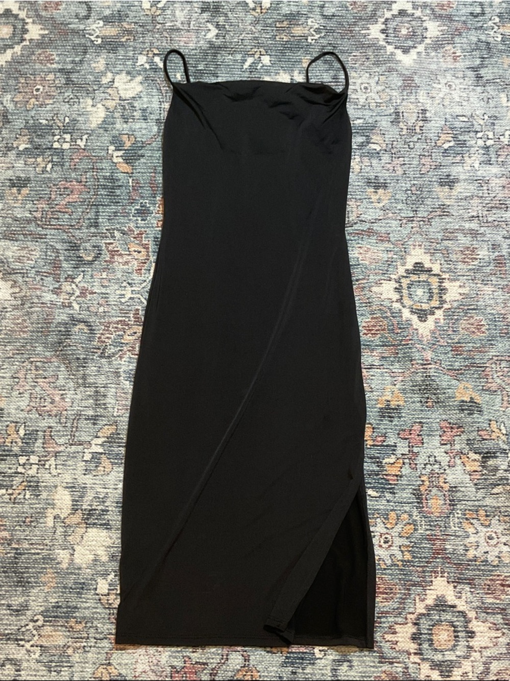 Classic Black Slip Dress with Side Slit